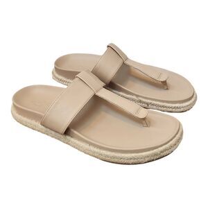 Joie Nacho Faux Leather Tan BoHo Espadrille T-Shape Thong Sandal